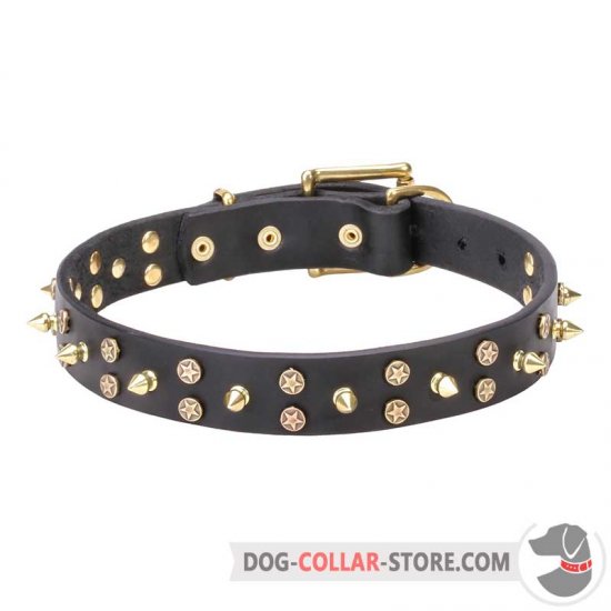 'Space Travel' Dog Leather Collar with Decorations