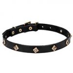 'Rhombi' Leather Dog Walking Collar