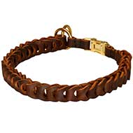Hand Braided Leather Dog Choke Collar with Quick Release Buckle