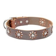 'Elegant Flower' Leather Dog Collar for Pleasant Walking 'Elegant Flower' Leather Dog Collar for Pleasant Walking