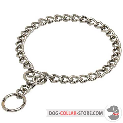 Steel Chrome Plated Choke Dog Collar with O-ring for Leash Attachment