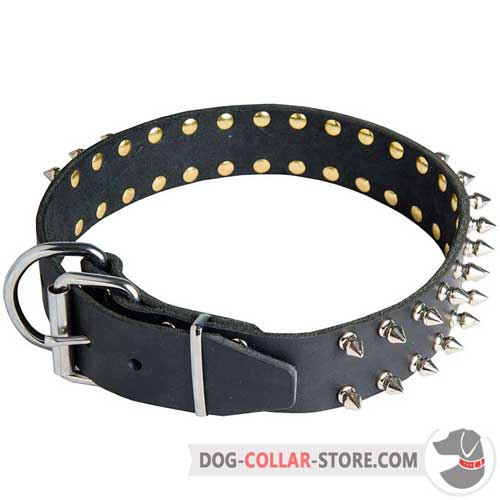 Leather Dog Collar with Nickel Plated Buckle