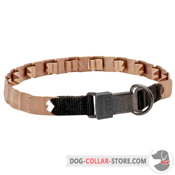 Dog training neck tech collar with click lock buckle and D-ring