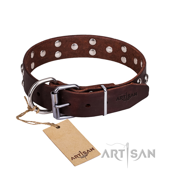 Leather dog collar with polished edges for comfy daily use