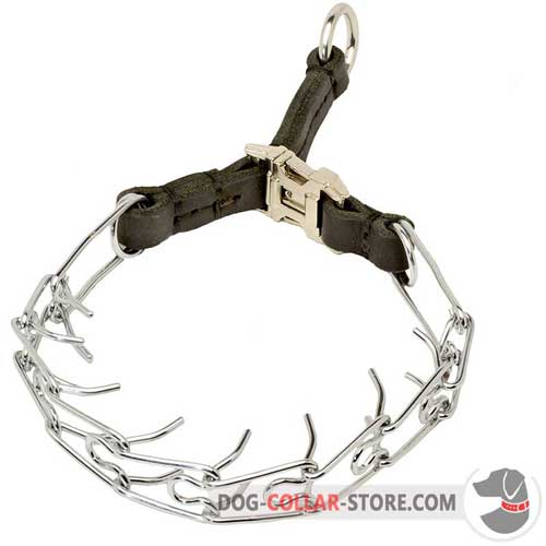 Chrome Plated Prong Collar with Quick Release Buckle
