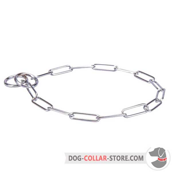 Dog metal collar with long links