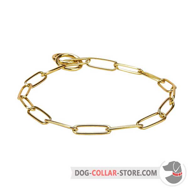 Dog brass collar with fur saving links