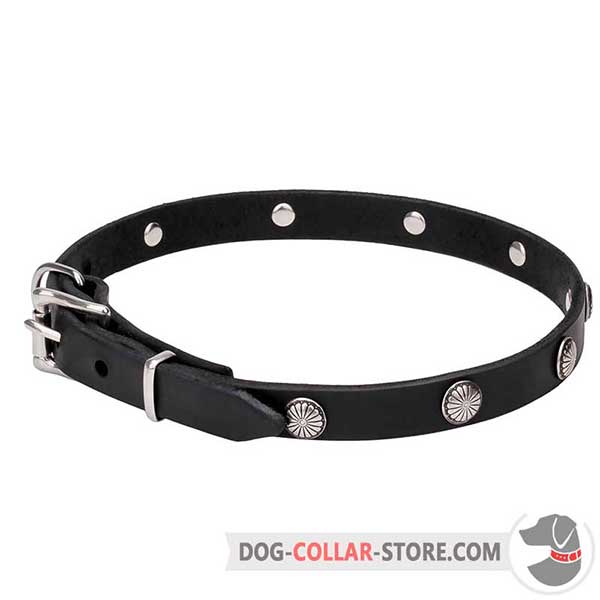 Dog Collar of full-grain leather, handcrafted