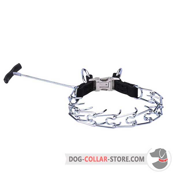 Dog metal pinch collar with handle