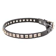 'King Studs' Leather Dog Collar with Decorative Pyramids