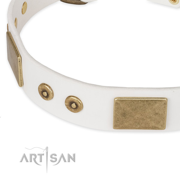 Reliable buckle on full grain leather dog collar for your four-legged friend