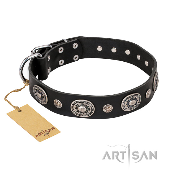 Top rate full grain natural leather collar crafted for your doggie