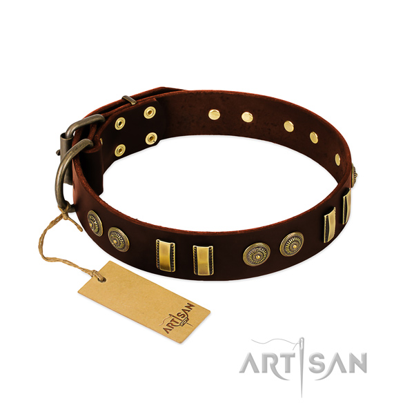 Rust-proof hardware on genuine leather dog collar for your pet