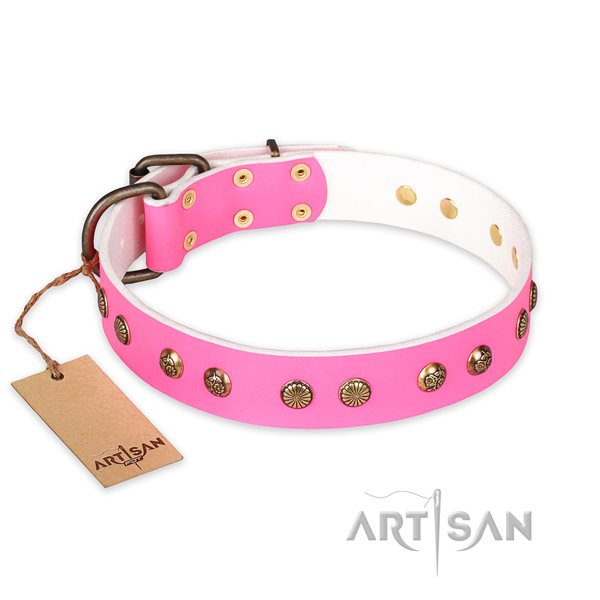 Exquisite full grain leather dog collar with corrosion resistant traditional buckle