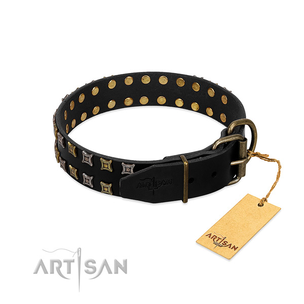 Quality natural leather dog collar handmade for your dog