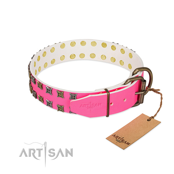 Leather collar with extraordinary decorations for your dog