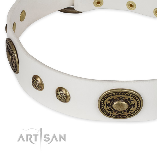 Comfortable full grain genuine leather collar for your beautiful dog