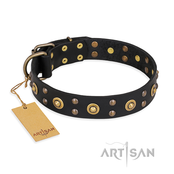 Handy use stunning dog collar with rust-proof D-ring