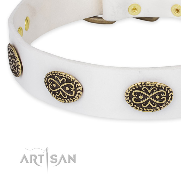 Decorated genuine leather collar for your attractive dog