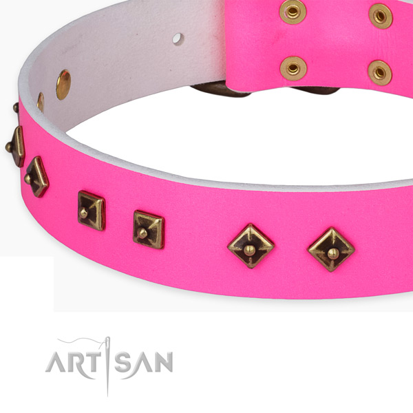 Perfect fit full grain genuine leather collar for your beautiful four-legged friend