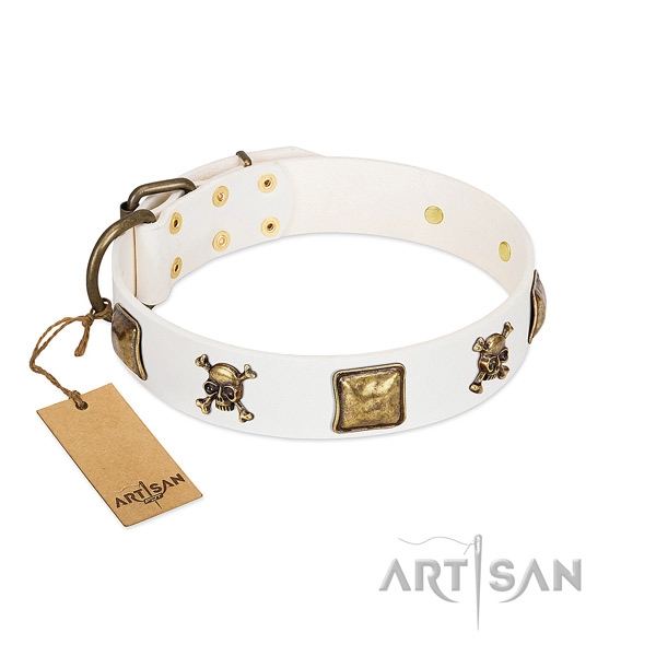 Unique full grain genuine leather dog collar with strong studs