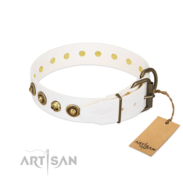 Full grain natural leather collar with remarkable decorations for your canine
