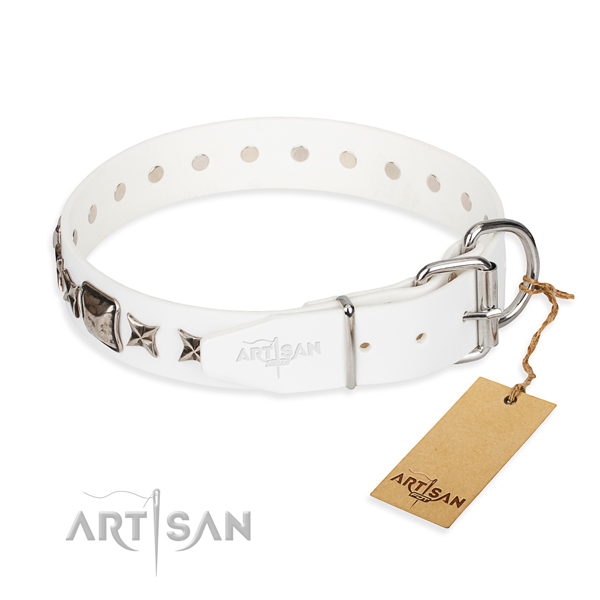 Finest quality adorned dog collar of leather