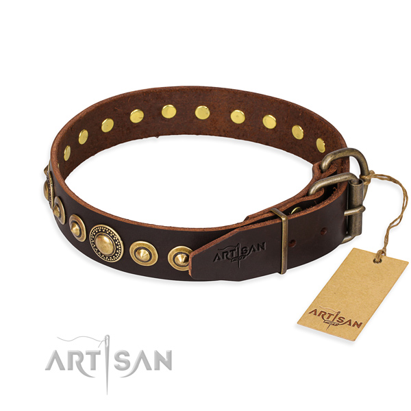 Quality leather dog collar created for handy use