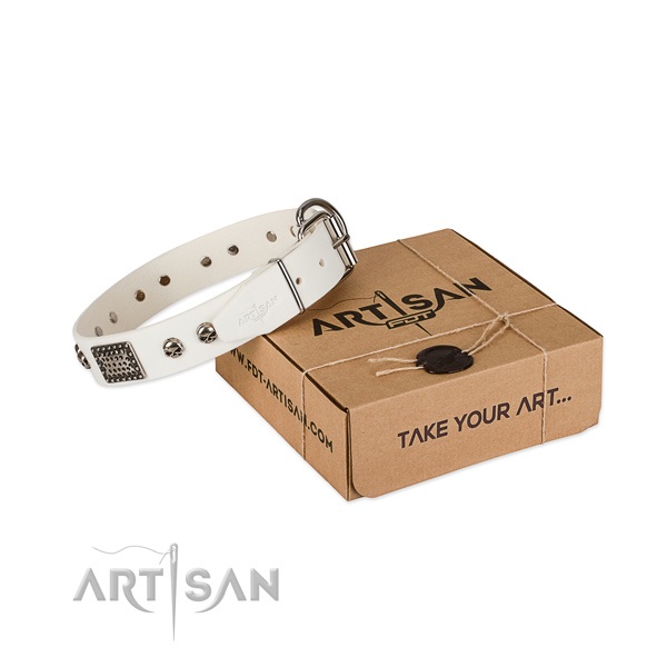Durable hardware on dog collar for comfortable wearing