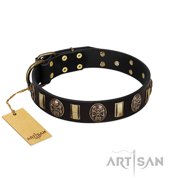 Unique leather dog collar for handy use