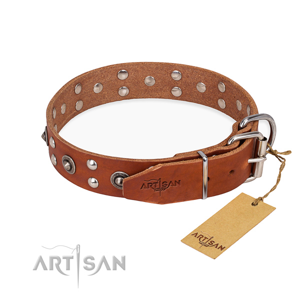 Corrosion proof hardware on genuine leather collar for your beautiful canine