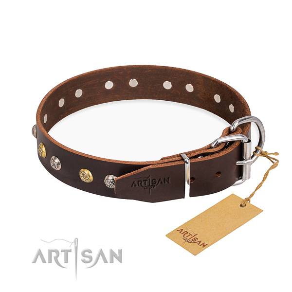 Top notch full grain leather dog collar made for basic training