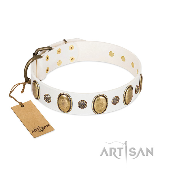 Walking soft genuine leather dog collar