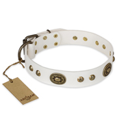"Adorable Dream" FDT Artisan White Leather dog Collar "Adorable Dream" FDT Artisan White Leather dog Collar