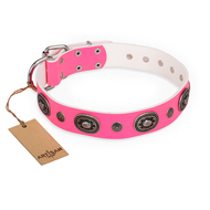 "Flavor of Strawberry" FDT Artisan Flashy Pink Leather dog Collar "Flavor of Strawberry" FDT Artisan Flashy Pink Leather dog Collar