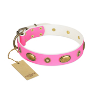 "Beauty Queen" FDT Artisan Pink Leather dog Collar with Gentle Decorations "Beauty Queen" FDT Artisan Pink Leather dog Collar with Gentle Decorations