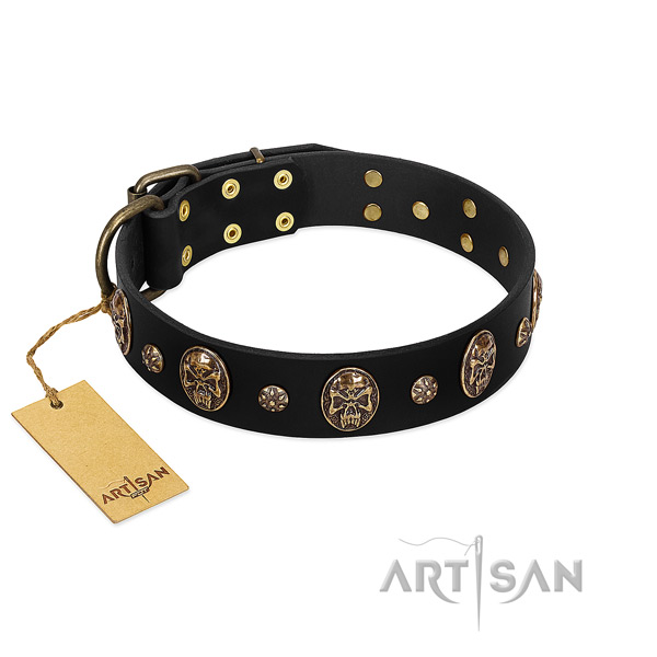 Easy adjustable leather collar for your pet