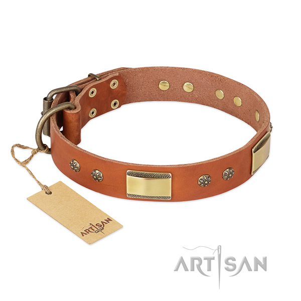 Easy adjustable full grain genuine leather collar for your canine