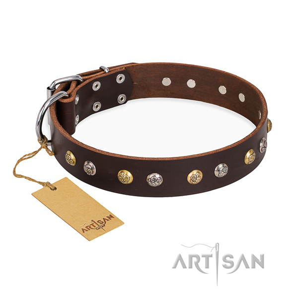 Comfy wearing adjustable dog collar with corrosion proof D-ring
