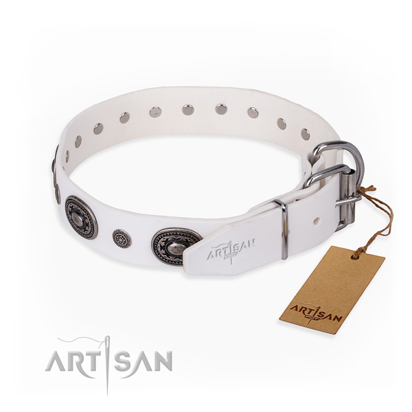 Soft to touch leather dog collar made for comfy wearing