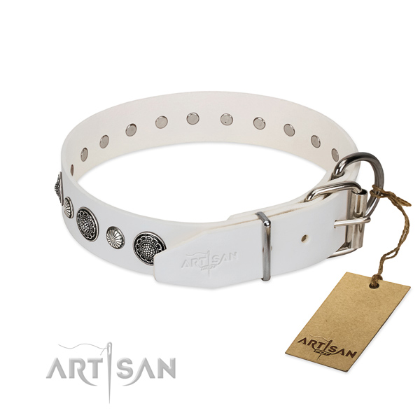 Best quality genuine leather dog collar with corrosion resistant fittings