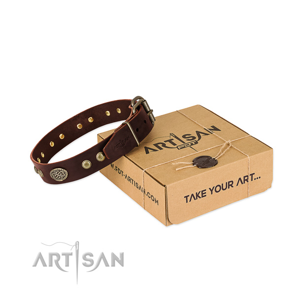 Rust-proof hardware on leather dog collar for your canine