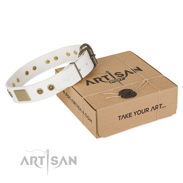 Easy to adjust natural leather collar for your handsome canine