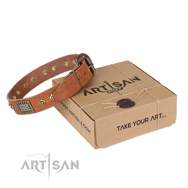 Handcrafted full grain genuine leather collar for your stylish dog