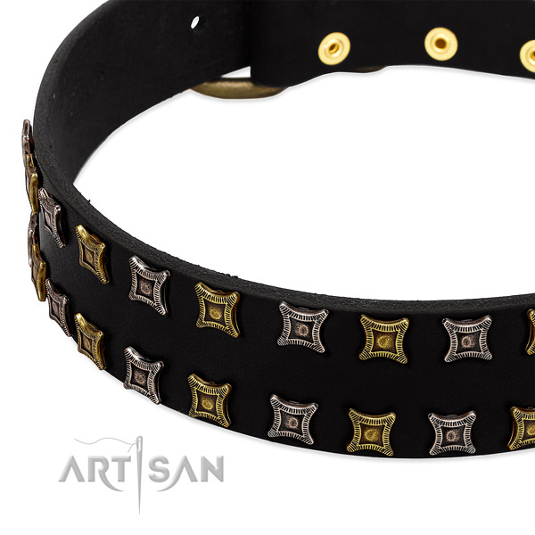 Gentle to touch natural leather dog collar for your beautiful doggie