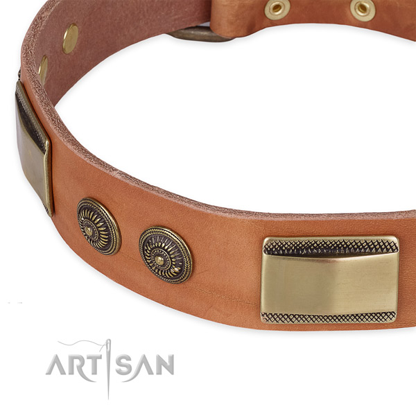 Exceptional natural genuine leather collar for your impressive pet