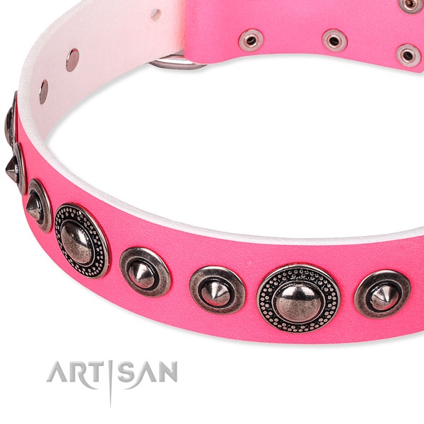 Comfortable wearing embellished dog collar of best quality full grain leather