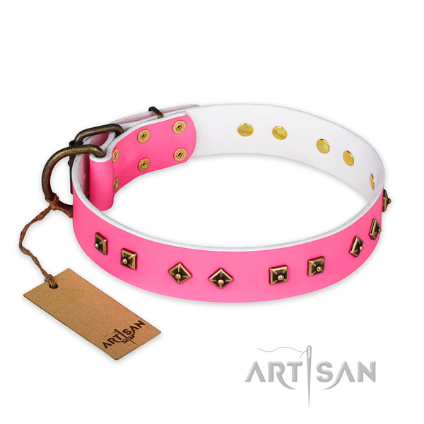 Awesome full grain genuine leather dog collar with rust resistant buckle