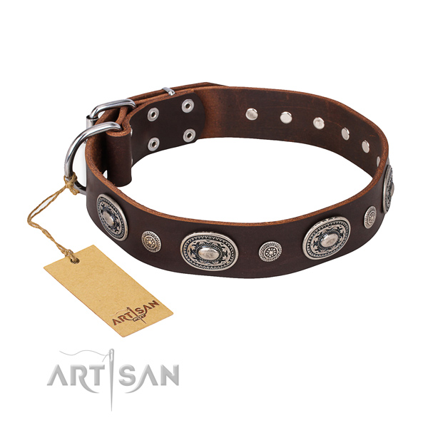 Reliable full grain genuine leather collar crafted for your canine