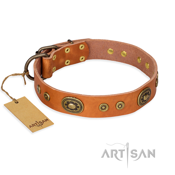 Genuine leather dog collar made of quality material with rust-proof traditional buckle